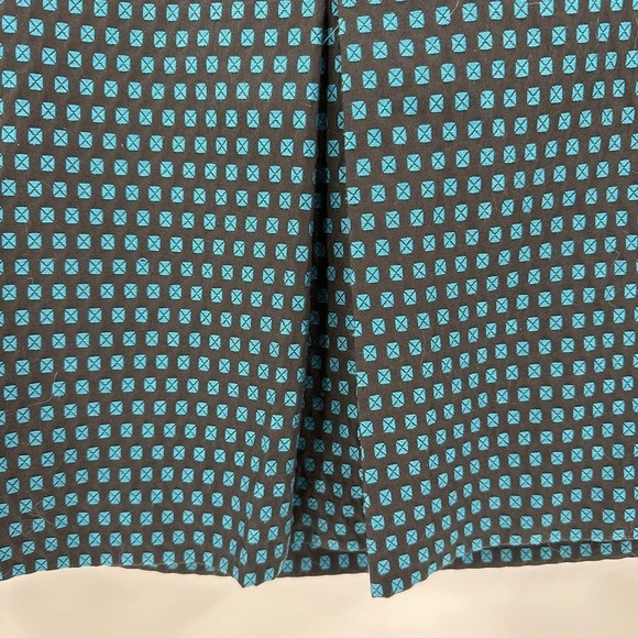 Ann Taylor LOFT Blue Black Geometric Lined Pleated Front A-Line Skirt Size 6 - Picture 3 of 10